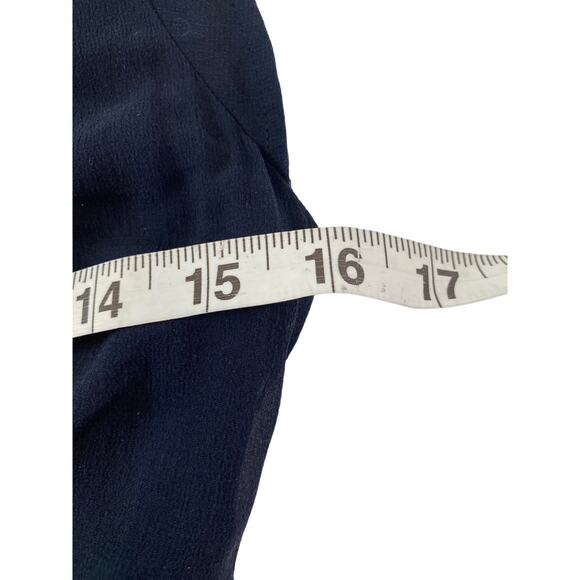 Leifsdottir Navy Blue Surplice Pleated Skirt Maxi Dress EUC Sz 6 Silk Belted - Picture 8 of 15